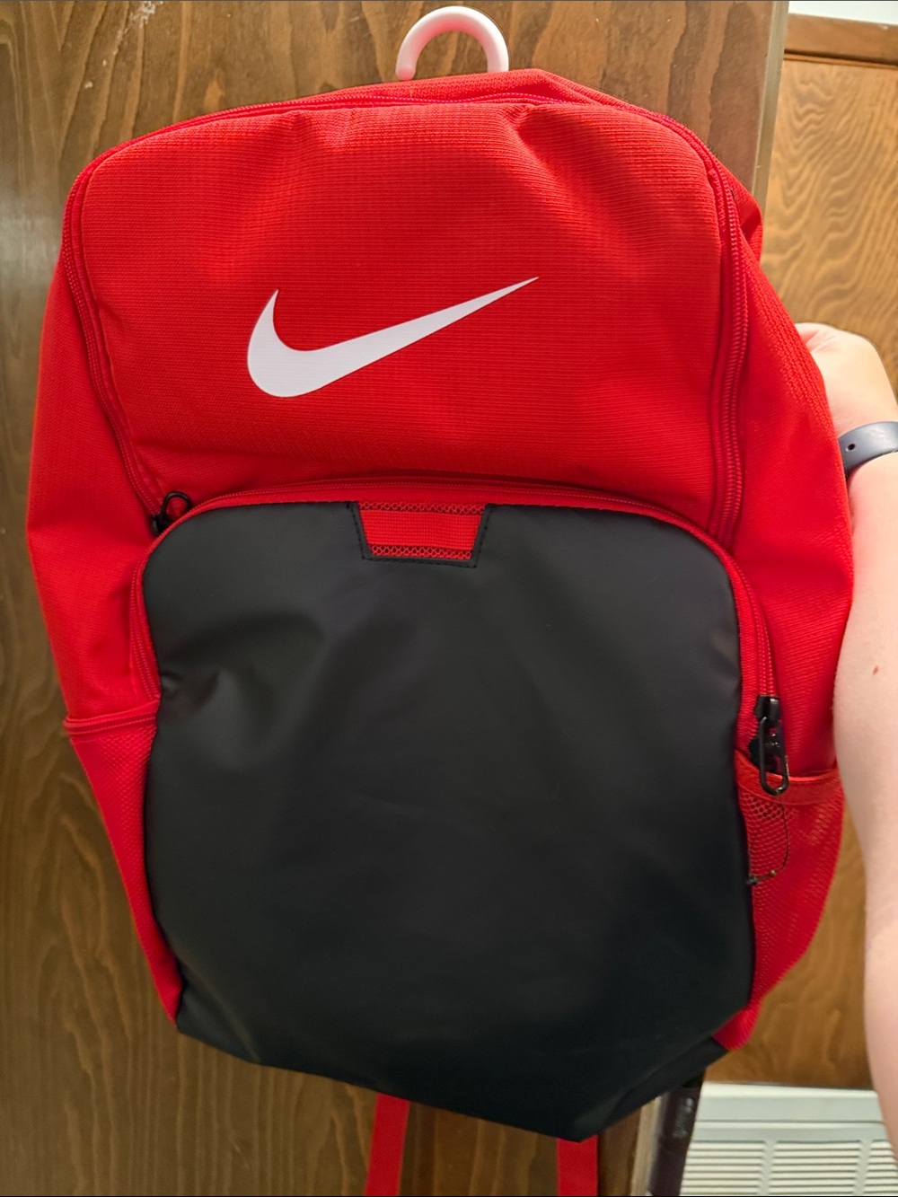 BRAND NEW!!! Red and Black Men's Backpack with White Swoosh - Picture 1 of 5
